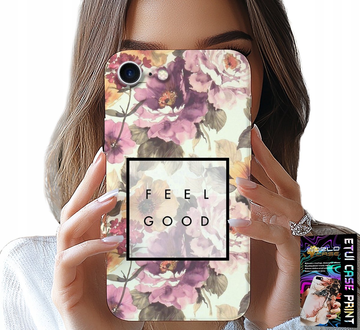 HOESJE VOOR IPHONE 7 / 8 / SE2 - BLOEMENPATROON, MODIEUS VOOR DAMES + BRIL