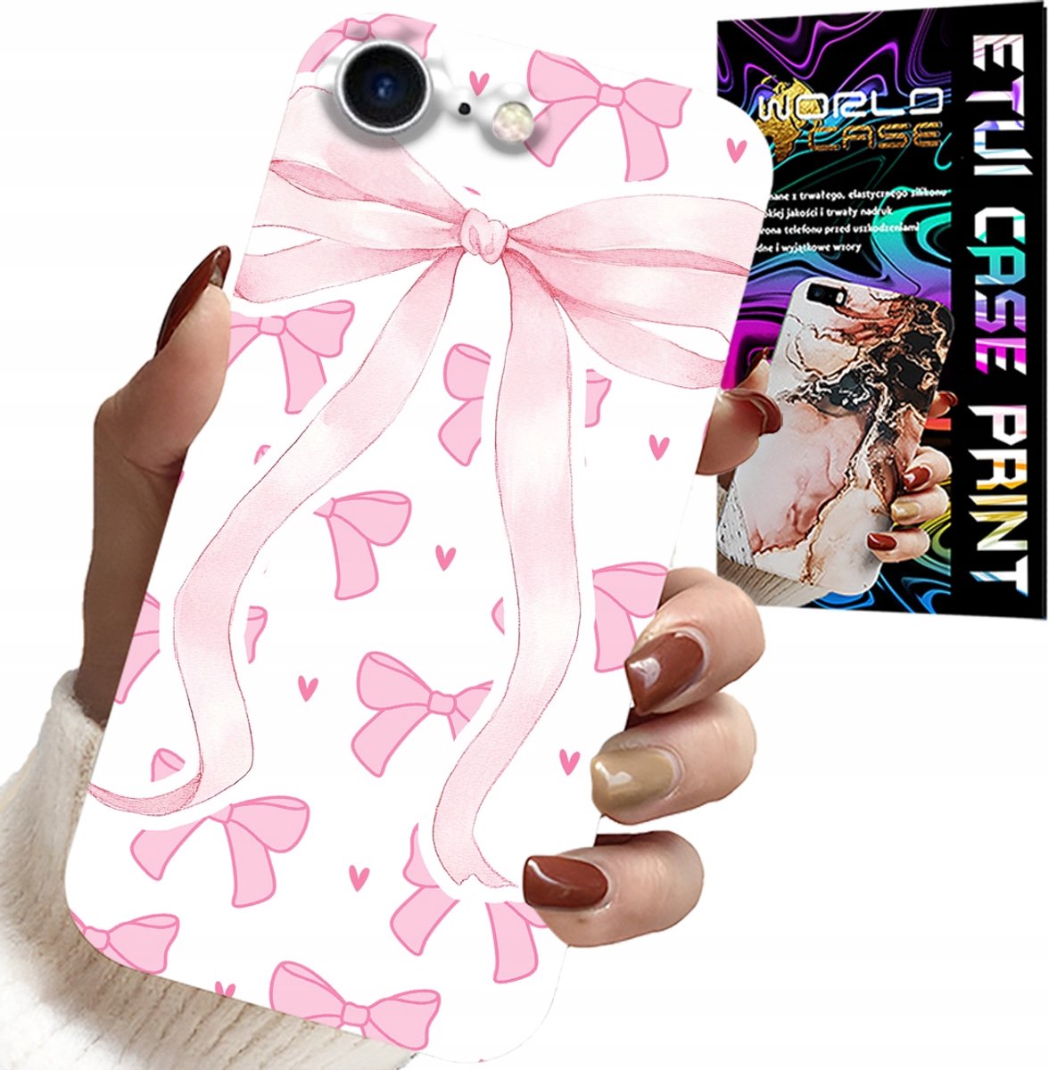 HOESJE VOOR IPHONE 7 / 8 / SE2 - ROZE LINTEN MET MODIEUZE PATRONEN