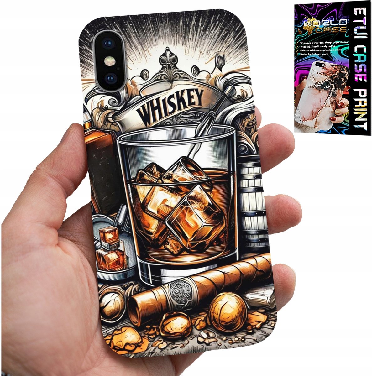 iPhone XS Max hoesje - Whisky- en sigarenpatroon voor mannen (achterkant)