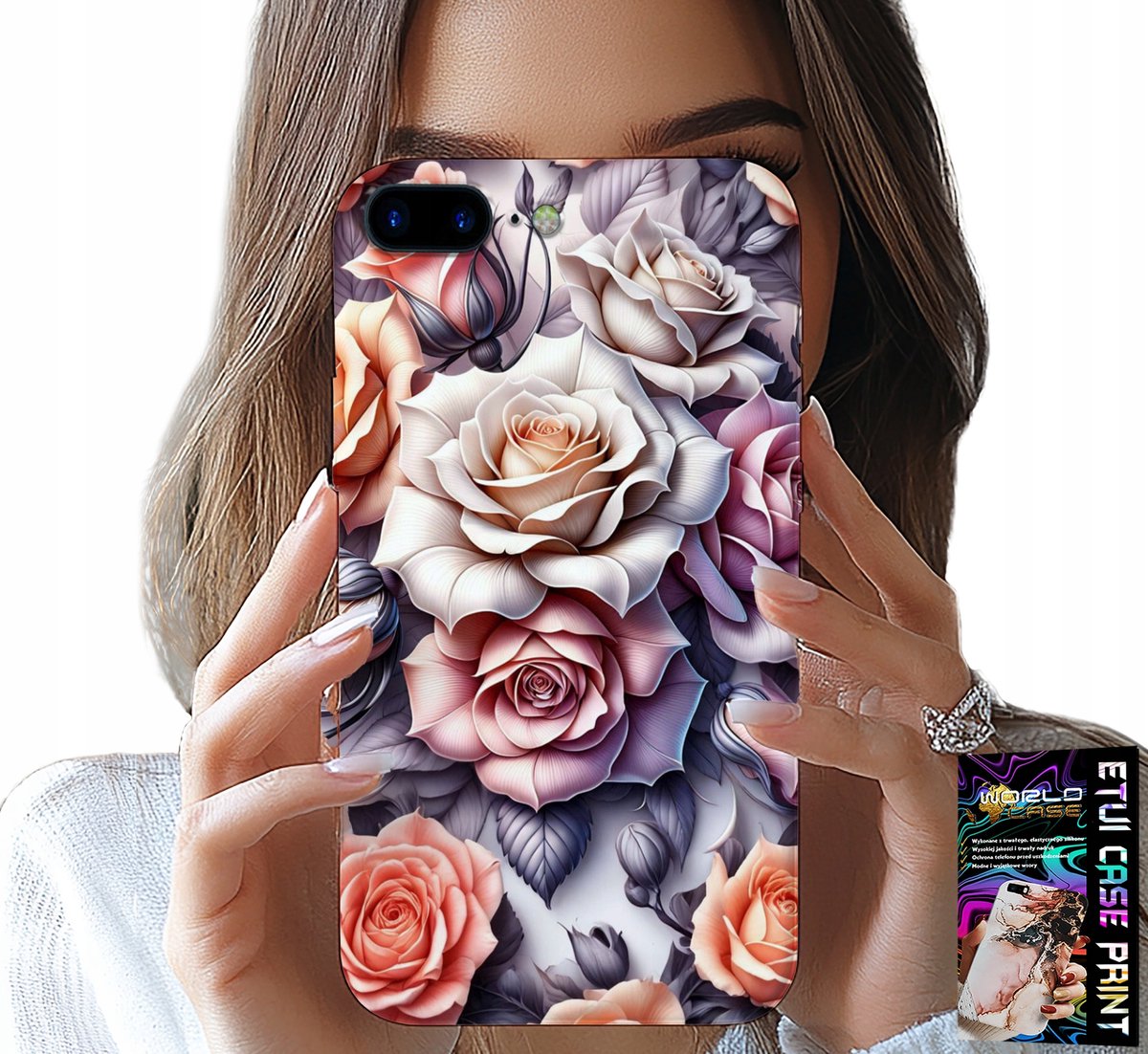 iPhone hoesje (7 Plus) - Bloemenpatroon, rozen, bloemen