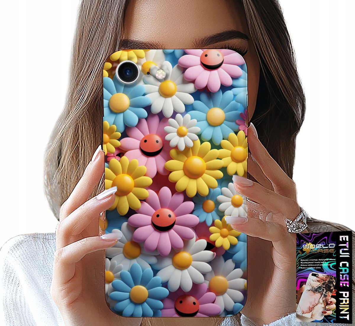 HOESJE VOOR IPHONE 7 / 8 / SE2 - KLEURRIJKE BLOEMEN, MADELIEFJES