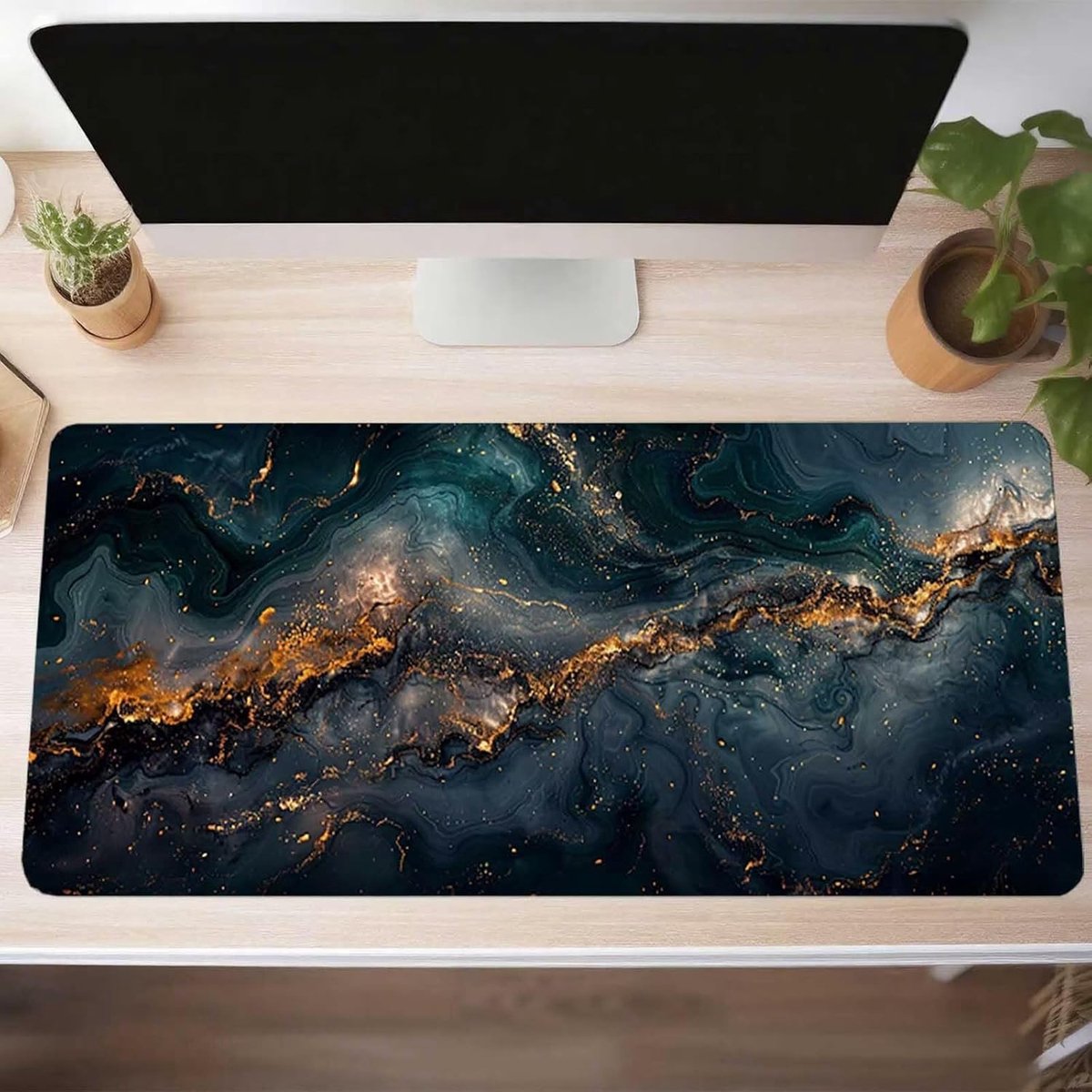 XXL Muismat - Bureauonderlegger - Gaming Werkplek - Waterdicht Antislip - 160 x 80 cm - Zwart Abstract