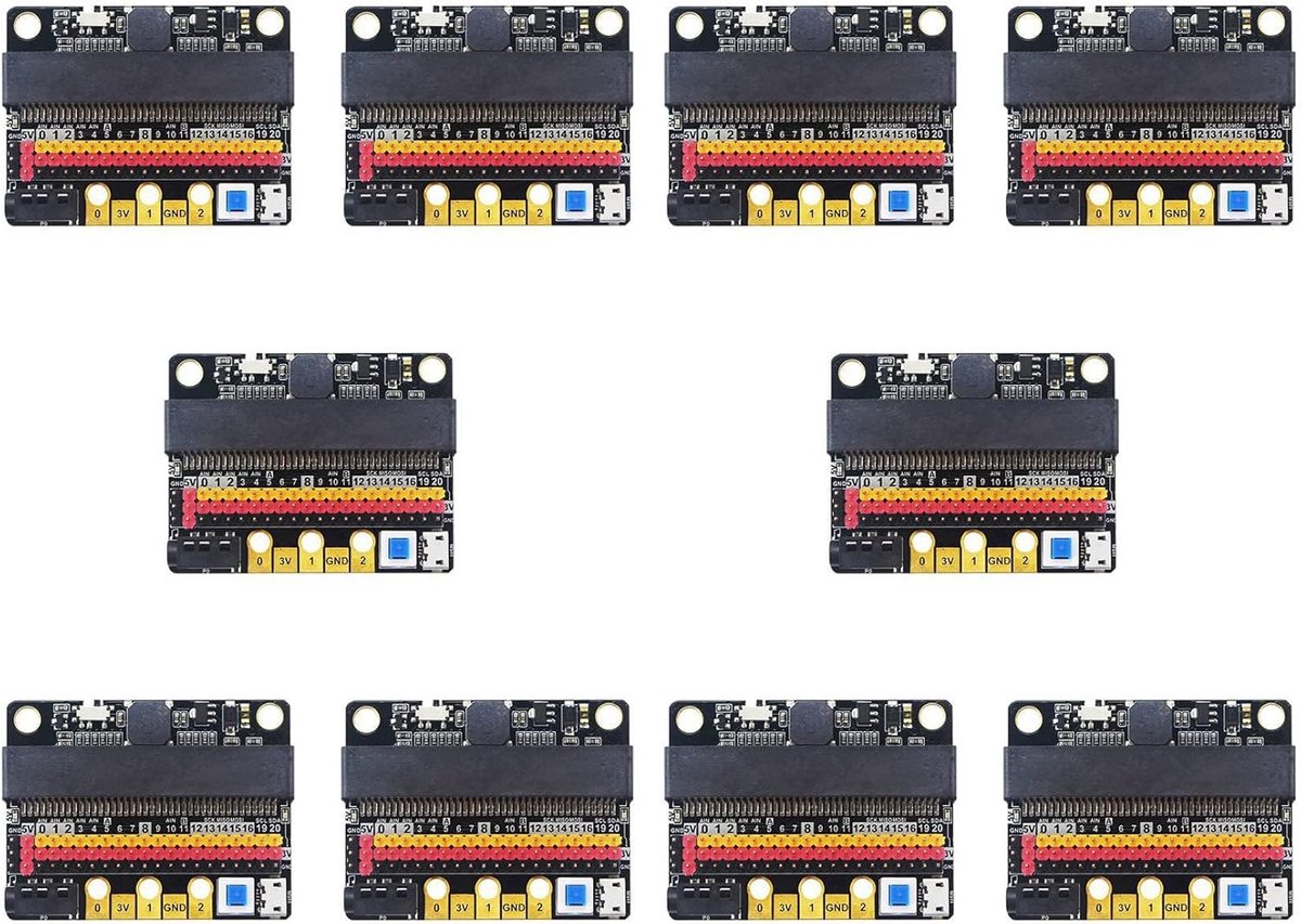 Uitbreidingskaart IO - Adapterplaat - Microbit V2 - Horizontale Plaatsing - 10 Stuks - Zwart