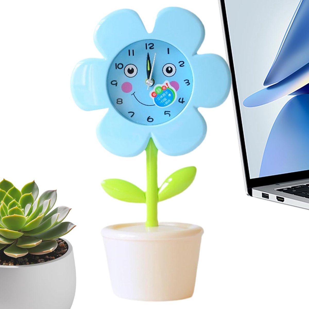 Wekker Bloempot - Decoratieve Klok - Thuis Gebruik - Stille Naald Beweging - 200g Gewicht