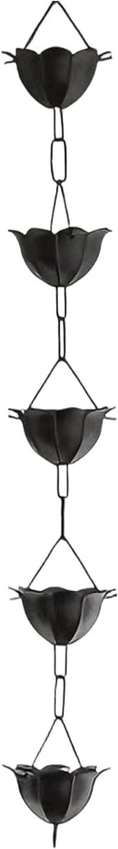 Regenketting Decoratief - Watergeleider Tuin - Dakwater Opvang - Bloemvormige Bak - 23 x 13 x 16 cm - Zwart