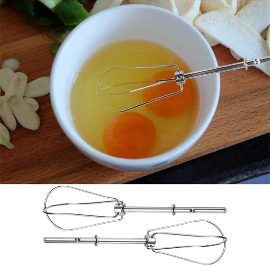 Handmixer Kloppers - Mixer Hulpstukken - Beslag Maken - Roestvrij Staal - 18cm Lengte - Wit van Merkloos — afbeelding 3