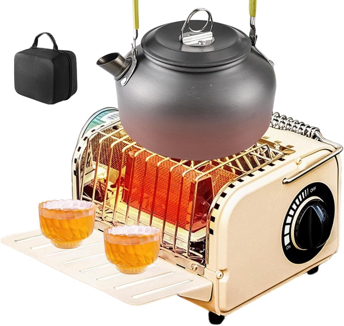 Kampeer Kachel - Outdoor Verwarming - Buiten Koken - Roestvrijstalen Verbrandingskamer - 22.2 x 20.5 x 17.5 cm - Khaki