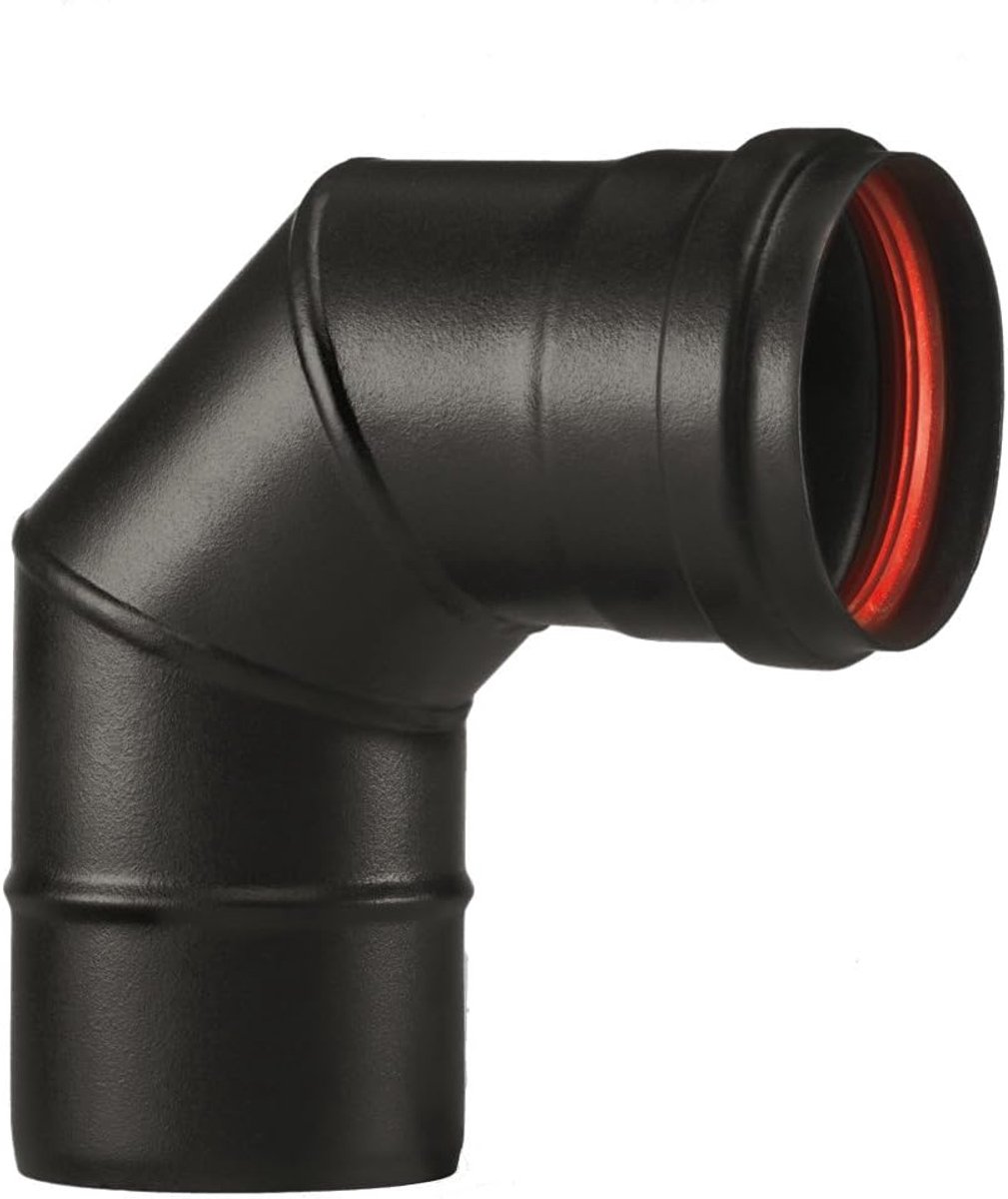 Rookkanaal voor Pelletkachels - Fijnsteen Uitlaatpijp - Veilige Rookafvoer - Porseleinen Emaille Coating - Diameter 80 100mm - Mat Zwart