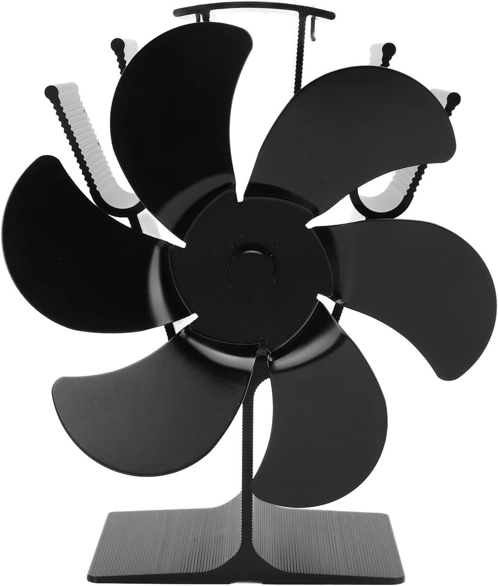 Haard Ventilator - Kachel Ventilator - Warmte Verspreiden - Zes Bladen - 21x18x12 cm - Zwart