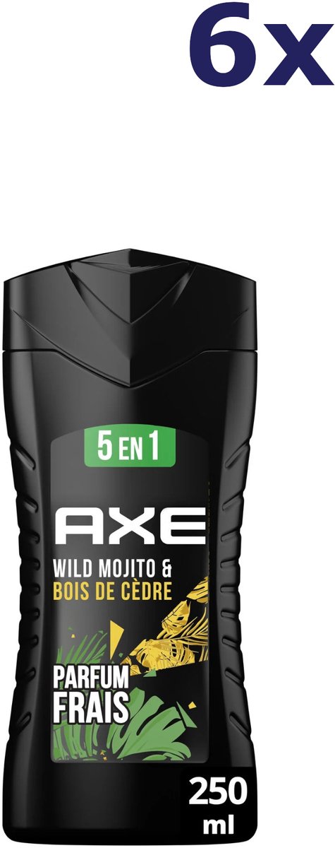 6x Axe douchegel 250ml 5 en 1 Wild Mojito