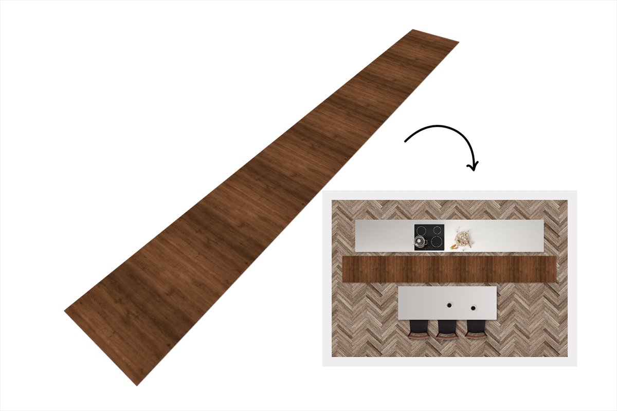 KitchenYeah Keukenloper 400x50 cm - Keukenmat vinyl Hardhout - Patronen - Bruin - Keukenmatten loper - Keuken vloerkleed tapijt Planken