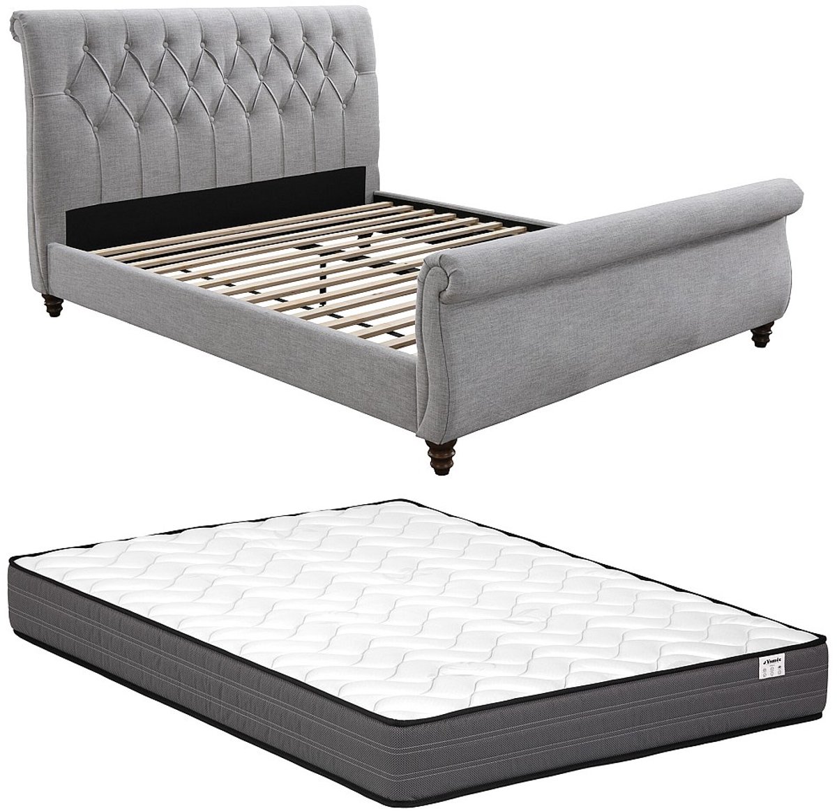 Vente-unique Bedframe stof grijs 140 x 190 cm BALANSANO