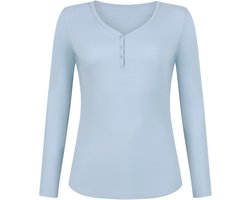 Hunkemöller Pyjamatop met lange mouwen Henley Blauw M
