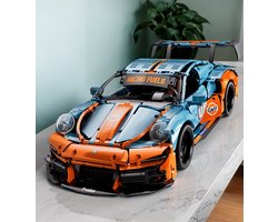 Supercar-bouwset, automodelbouwspeelgoed op schaal 1:10, racewagen /verjaardags- en vakantiecadeaus Blauw en Oranje(1600+ Stuks)