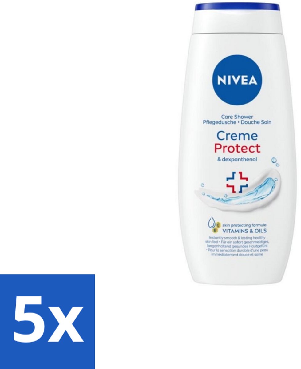 5 x Nivea – Douchecrème – Protect – 250 ml - Douchecrème - Huidverzorging - Huidbescherming - Vitamine C - Vitamine E