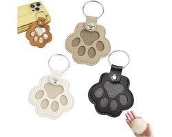 4 stuks Sleutelhanger - Huisdier Haar Sleutelhanger - Haarlok Bewaren - Kattenpootje - Herinnering Huisdier - Memorial - Geschikt voor Kat & Hond - Leer