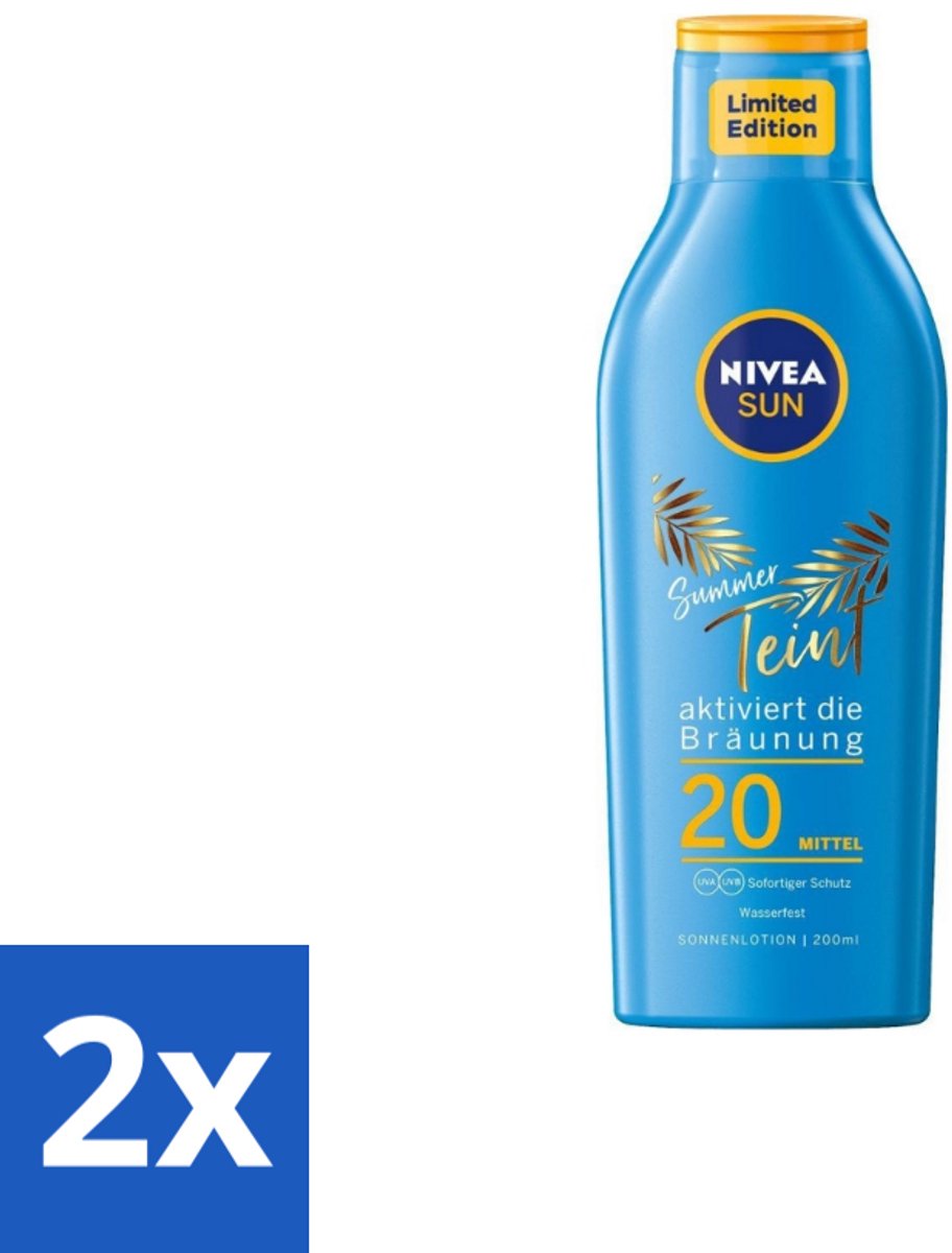 Nivea Sun – Zonnemelk – Zomerteint SPF 20 – 200 ml - Voordeelverpakking - 2 stuks