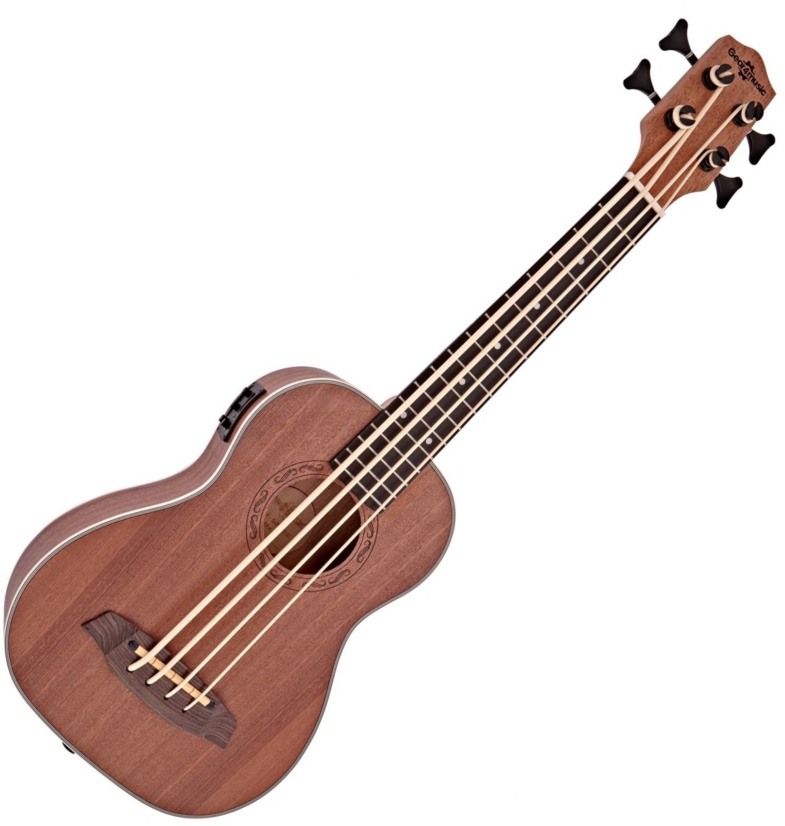 Deluxe Elektro-akoestische Bas Ukulele van Gear4music, Sapele