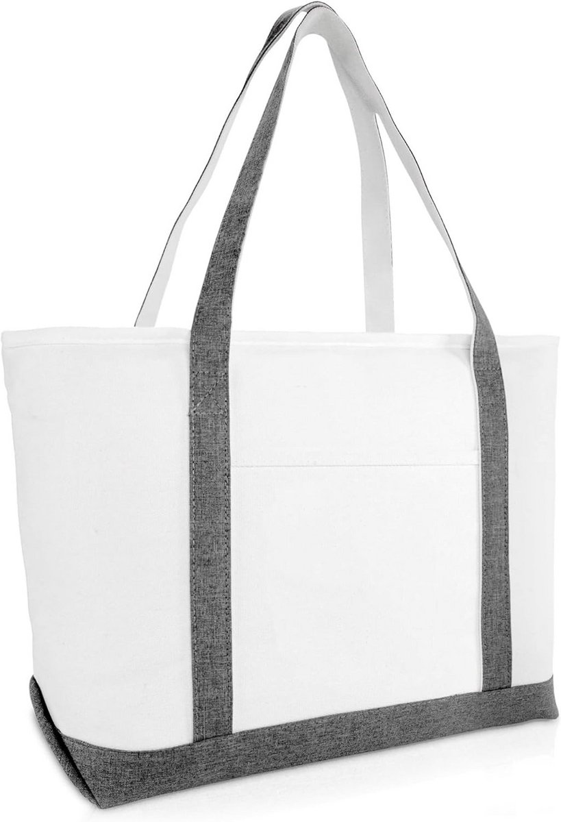 Grote Katoenen Canvas Boodschappentas met Rits - Stevige Shopper XL