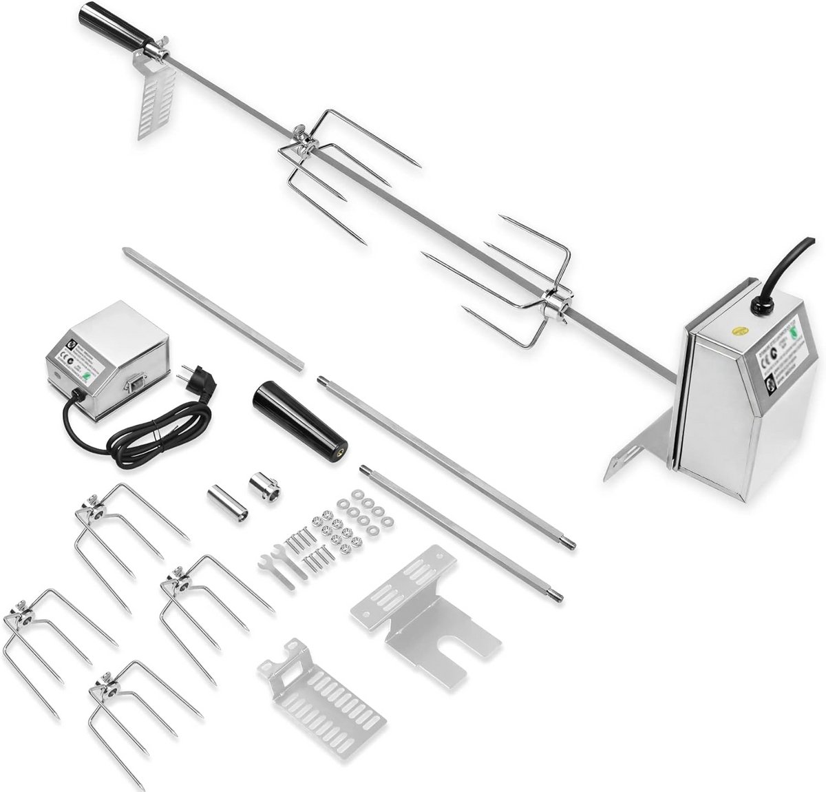 Universele 107 cm BBQ Rotisserie Spit Set met Elektrische Motor en Vleesvorken