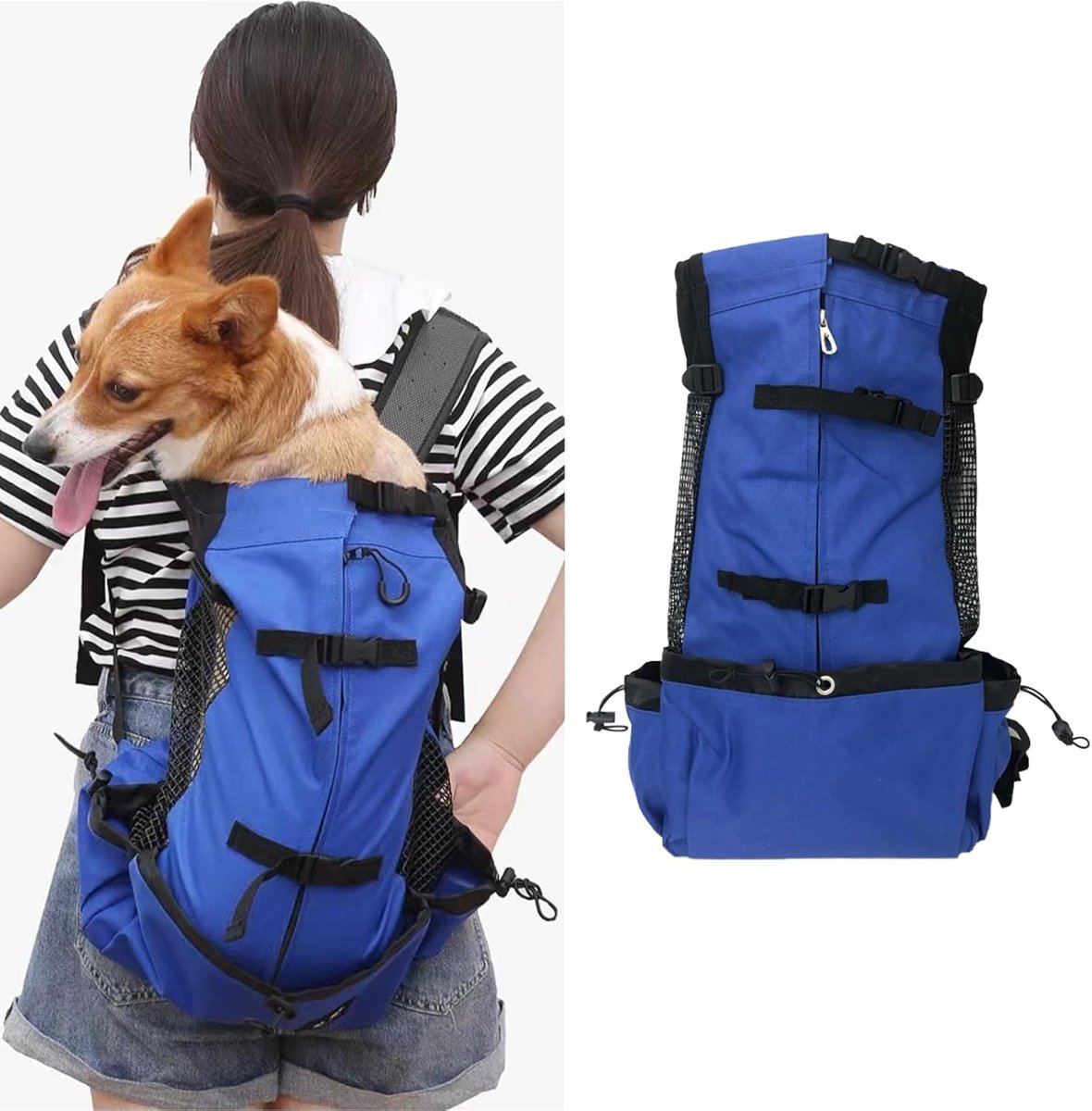 Verstelbare Hondenrugzakdrager voor Kleine tot Middelgrote Honden & Katten - Ideaal voor Reizen, Wandelen en Kamperen