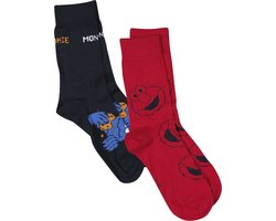 Sesame Street Cookie Monster and Elmo - Set van 2 Unisex Sokken - meerkleurig - EU 39-42