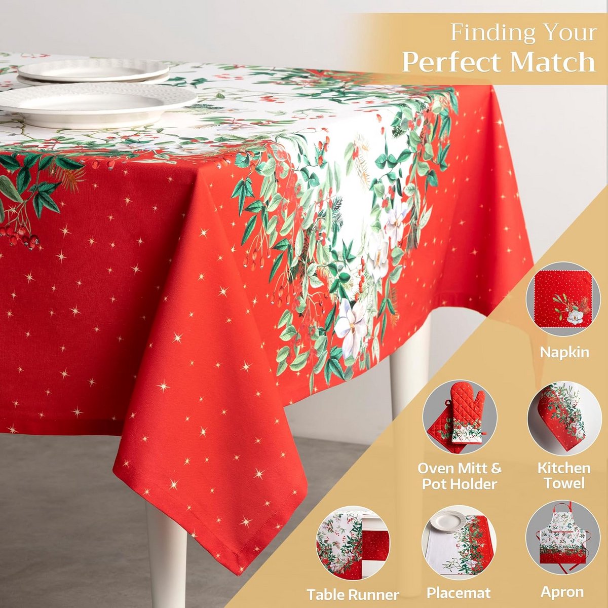 Kerst Tafelkleed Katoen 100% Feestelijk Diner Tafeldecoratie 160x220 cm