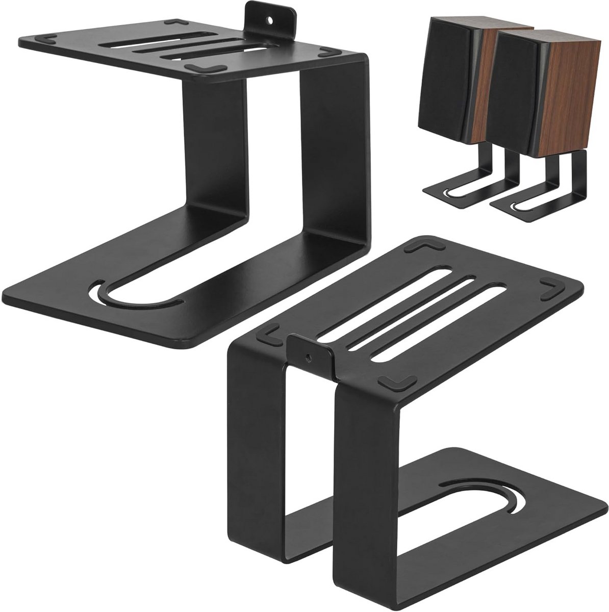 Metalen Desktop Luidsprekerstands Zwart Set van 2 met 5° Helling