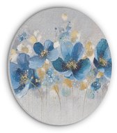 Akoestisch wandpaneel rond 90x90 cm - Vilt schilderij Bloemen - Blauw - Abstract - Ronde akoestische panelen - Geluidsdempende wanddecoratie - Geluidsisolatie wandcirkel - Muurdecoratie geluidspanelen