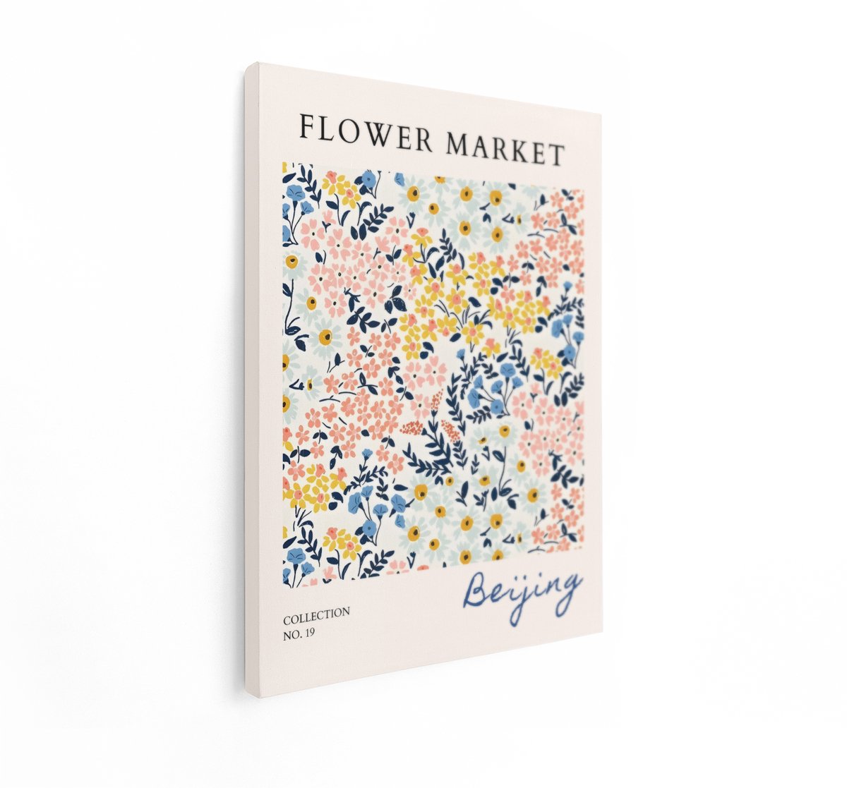 Artaza Canvas Schilderij Bloemenmarkt Poster - 90x120 cm - Wanddecoratie Bloemen - Muurdecoratie Boho - Decoratie Woonkamer - Pastel