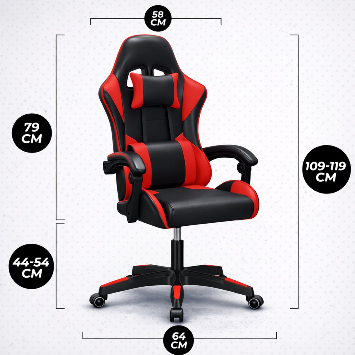 Bayt Gamingstoel Ergonomisch Zwart/Rood - afbeelding 2