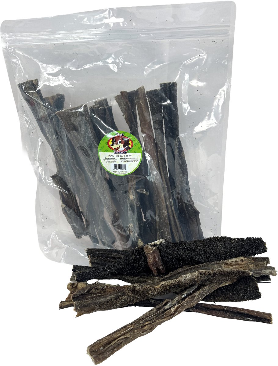 Petsnack Pens - Gedroogde Hondenbeloning 30 Cm - 12 Stuks 100% Natuurlijk