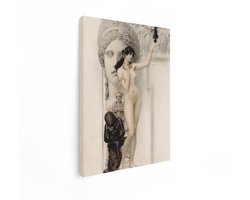 Artaza Canvas Schilderij Naakte Vrouw Gustav Klimt - 60x80 cm - Wanddecoratie Klassiek - Muurdecoratie Nuda Veritas - Schilderijen Op Canvas