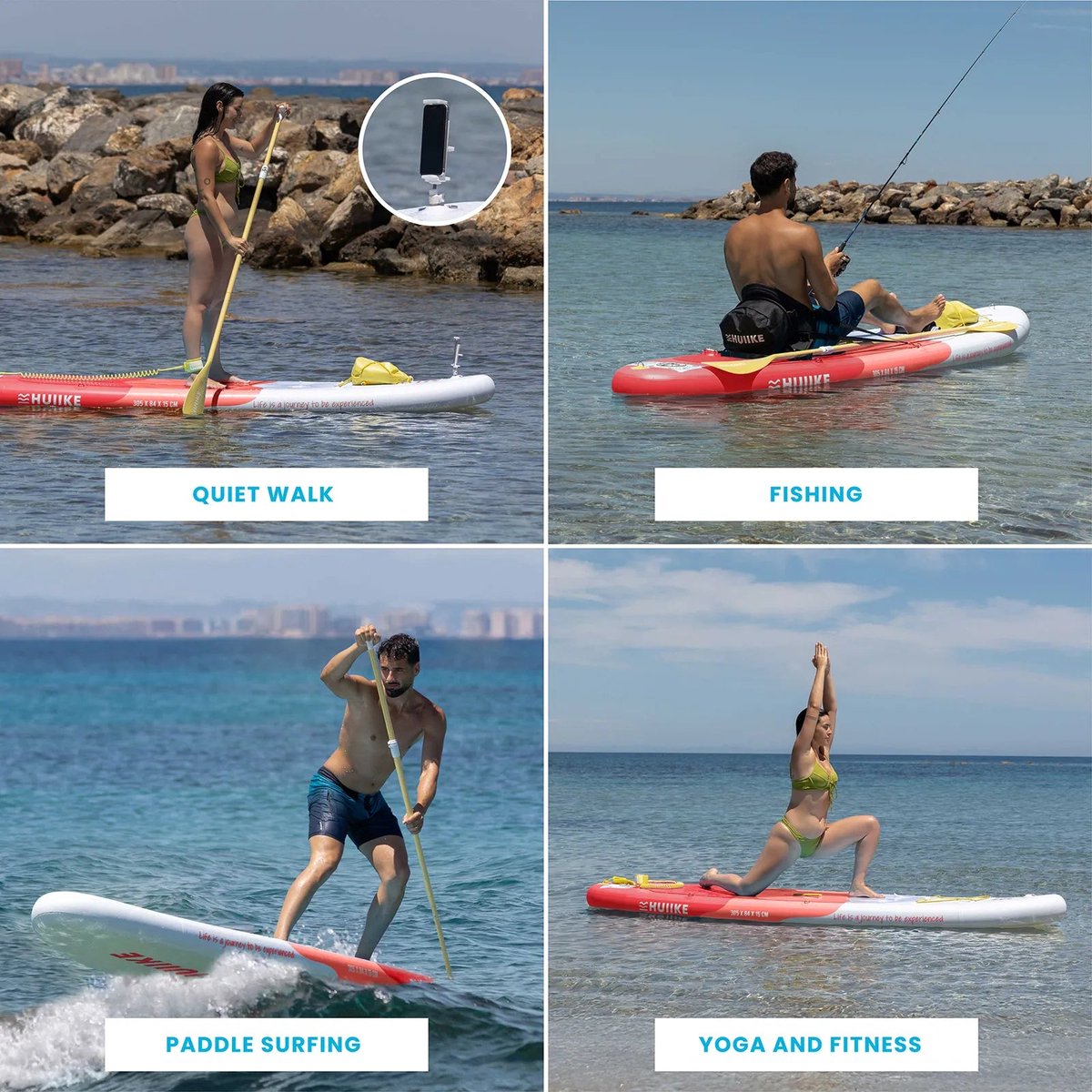 HUIIKE SUP Board - Opblaasbaar Paddle Board met Accessoires, Peddel, Vinnen, Pomp - Stand Up Paddle met Hoge Stabiliteit - 305 x 84 x 15 cm - Max. 130 kg – foto 5
