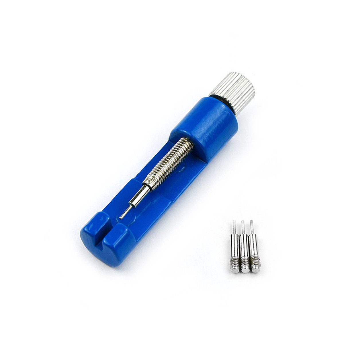 Gereedschap voor het verwijderen en aanpassen van horlogebandjes, inclusief 3 vervangende pinnetjes, geschikt voor de meeste stalen horlogebandjes, Blauw.