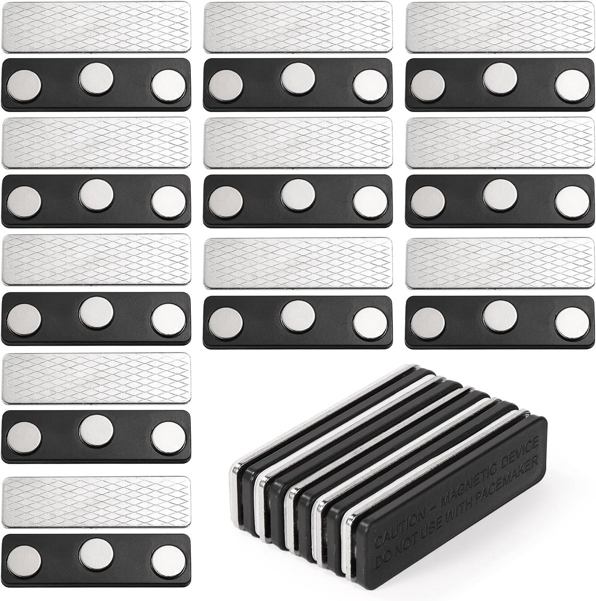 16 Paar Magnetische Gordijnclips voor Verduisterende Gordijnen en Rolgordijnen - Zwart
