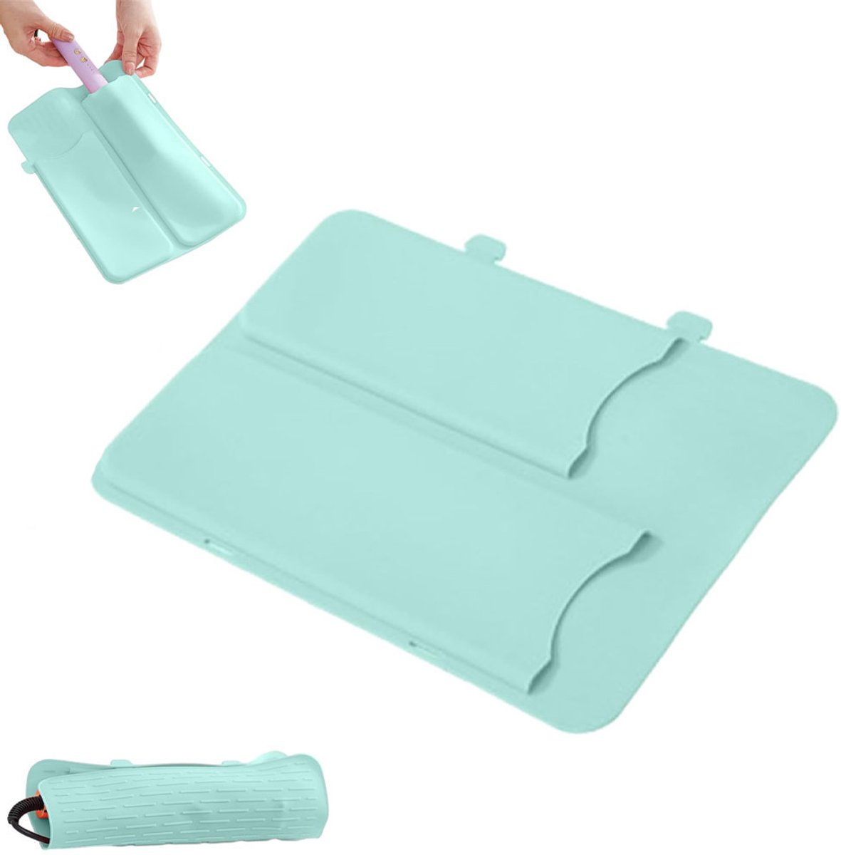 Hittebestendige Mat - Siliconen Sleeve - Stijltang mat - Krultang mat - Hittemat - Heat Protector - Siliconen beschermhoes - Hittemat - Voor krultangen, stijltangen, stijltangen en hulpmiddelen voor haarstyling - 30*20.5*0.4CM - Groen
