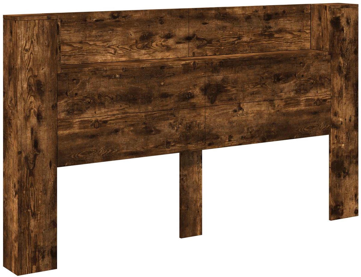 vidaXL - Hoofdeinde - Kast - met - LED - Gerookte - Eik - 180 - x - 16,5 - x - 103,5 - cm