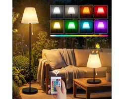 Rosnek Solar Staande Buitenlamp met Afstandsbediening - RGB & Warm Wit - IP65 Waterdicht - USB Oplaadbaar (Hybride) - 143cm - Zwart