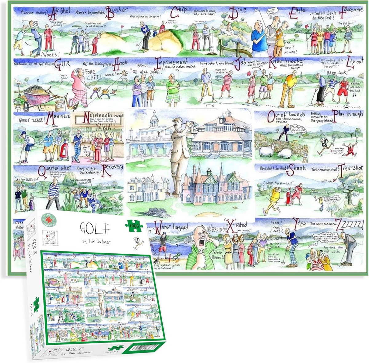 Jigsaw Puzzel 1000 Stukjes Golf Thema - Humoristisch A-Z Ontwerp