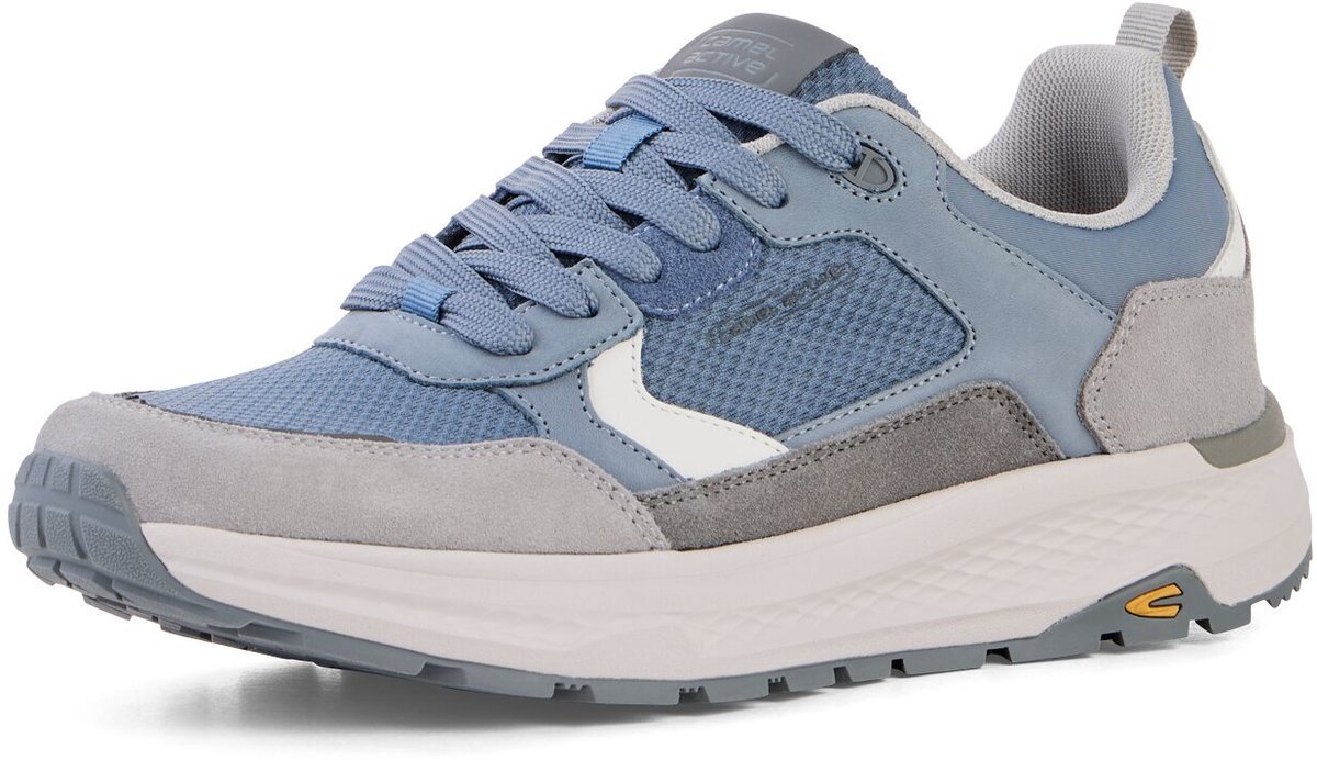 camel active Casual sneaker van leer en textielmix - Maat menswear-46 - Lichtblauw