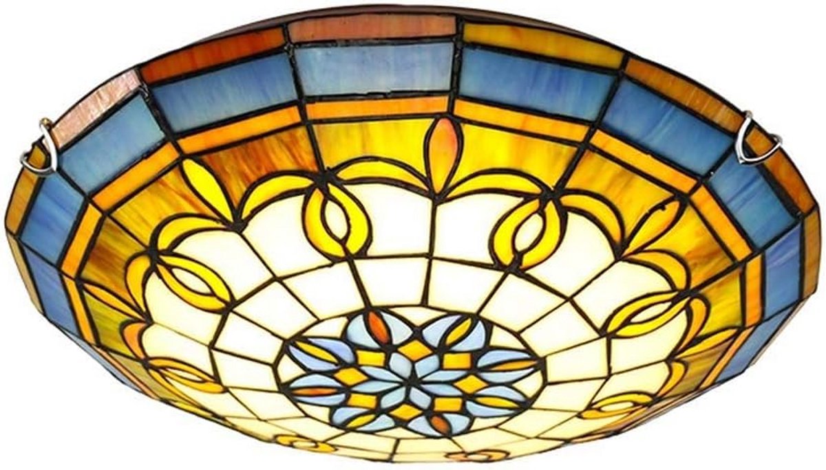 Tiffany Stijl Plafondlamp met Gekleurd Glas - LED Inbouwverlichting voor Woonkamer en Gang