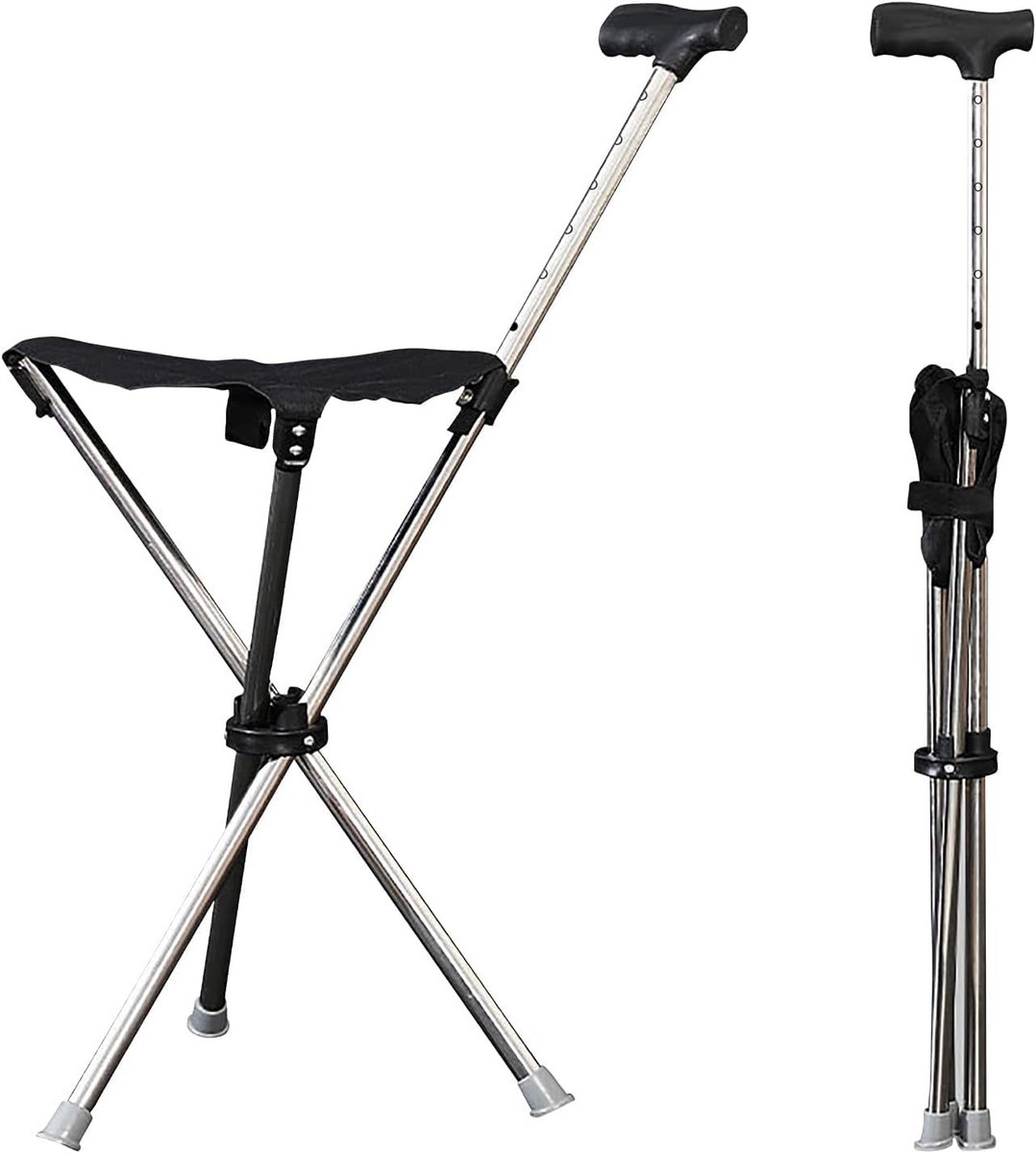 Wandelstok met Zitje - Opvouwbaar – Wandel Zitstok Tot 120 kg - Comfort
