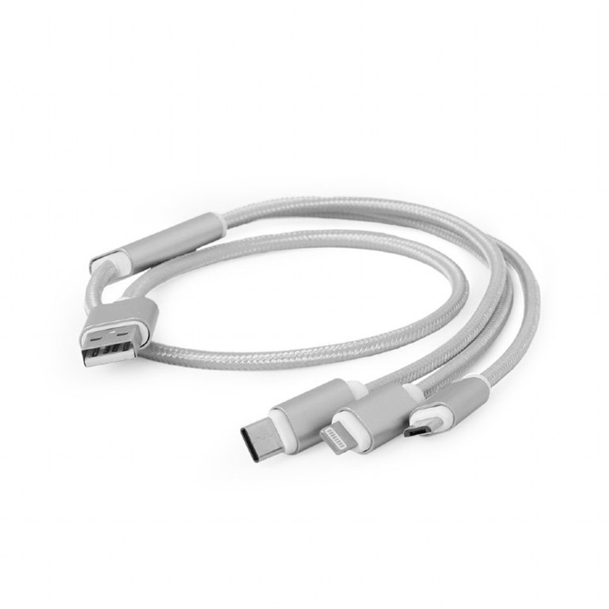 3-in-1 USB laadkabel 1 meter zilver