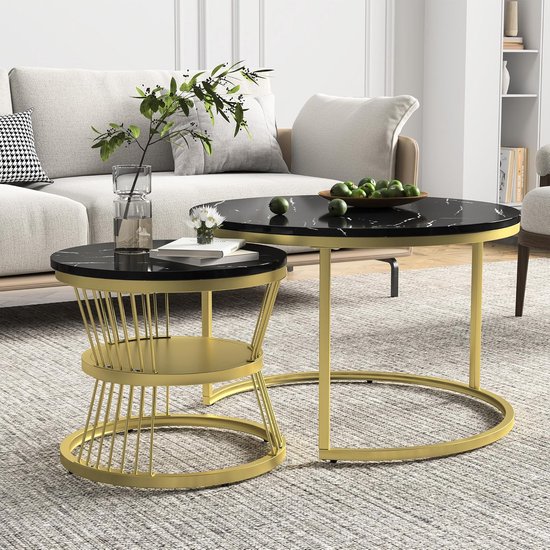 Set 2 unieke ronde salontafels van oud hout - Salontafel - Tafels - Onz Thuys