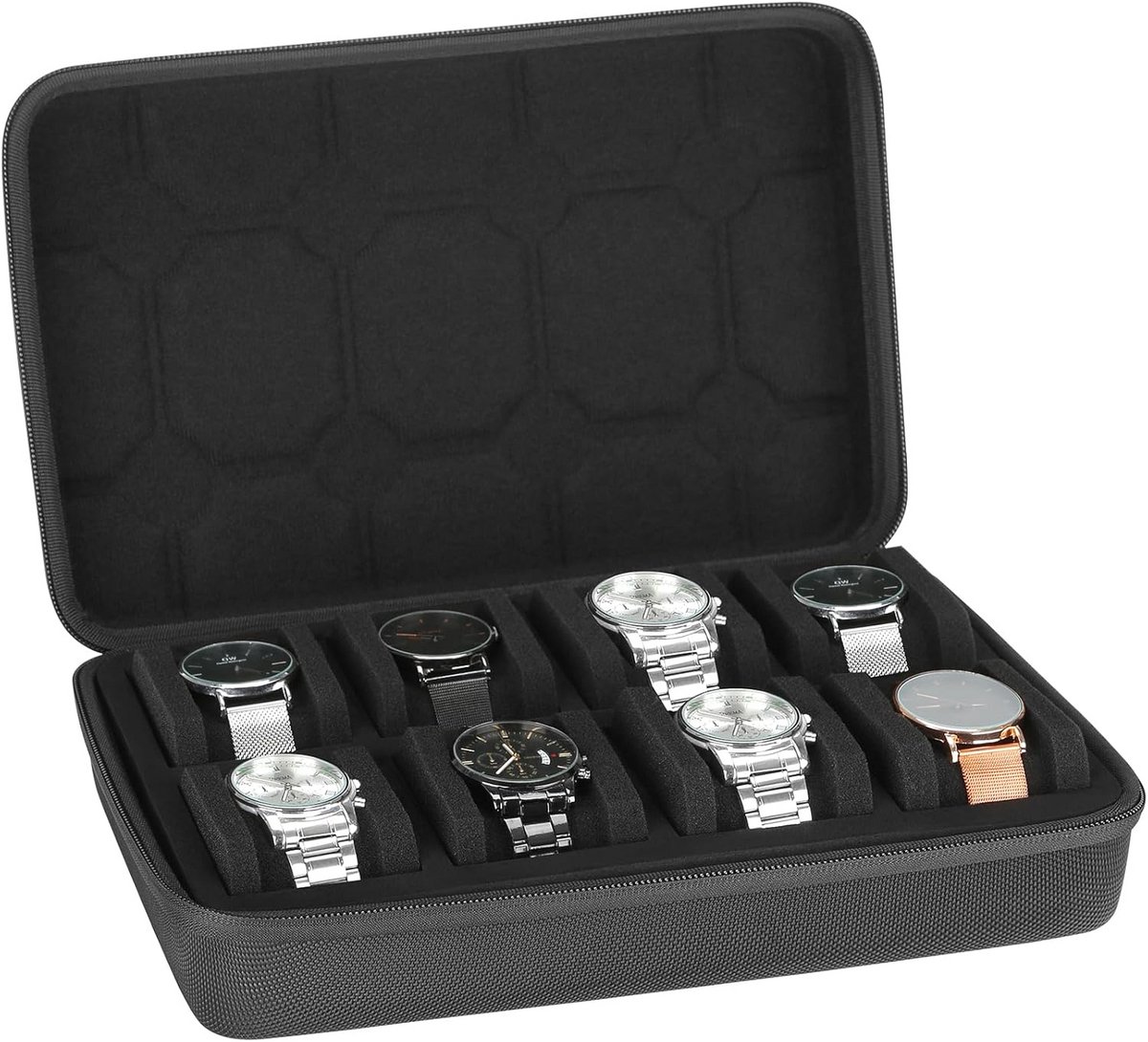 Harde Reis- en Opbergetui voor Horloges - 2 tot 10 Vakken en Anti-Verplaats Kussens