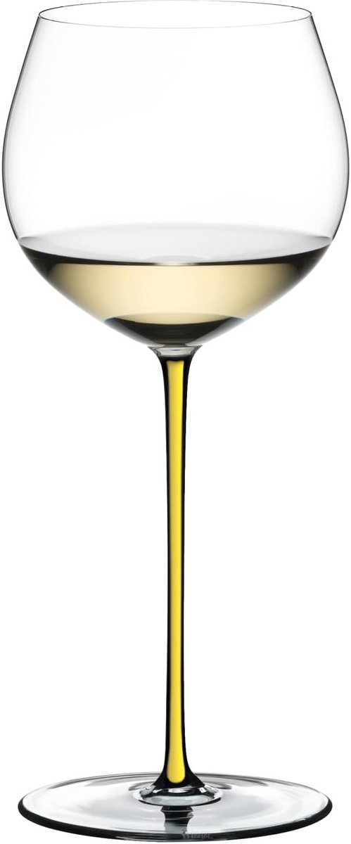 Luxe Wijnglas Chardonnay met Handgeblazen Steel en Gele Accent - Eiken Stijl
