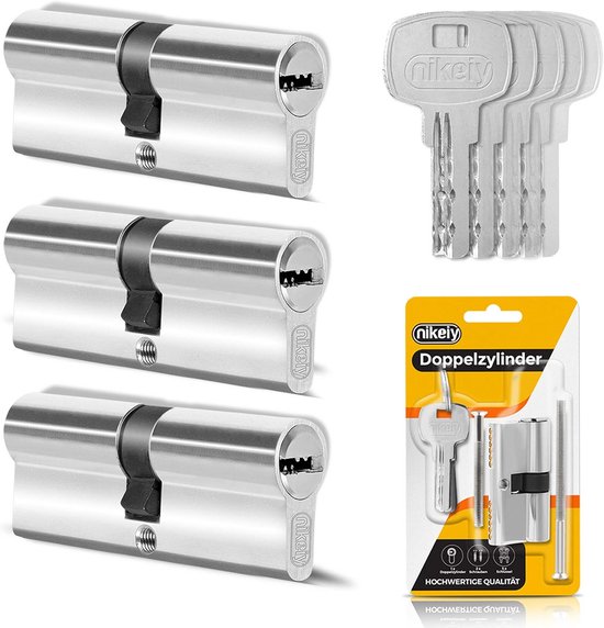 Set van 3 Gelijksluitende Profielcilinders 80mm (40/40) Inclusief 15