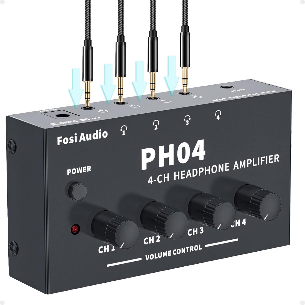 4 Kanaals Hoofdtelefoonversterker Stereo Audio Splitter Compact