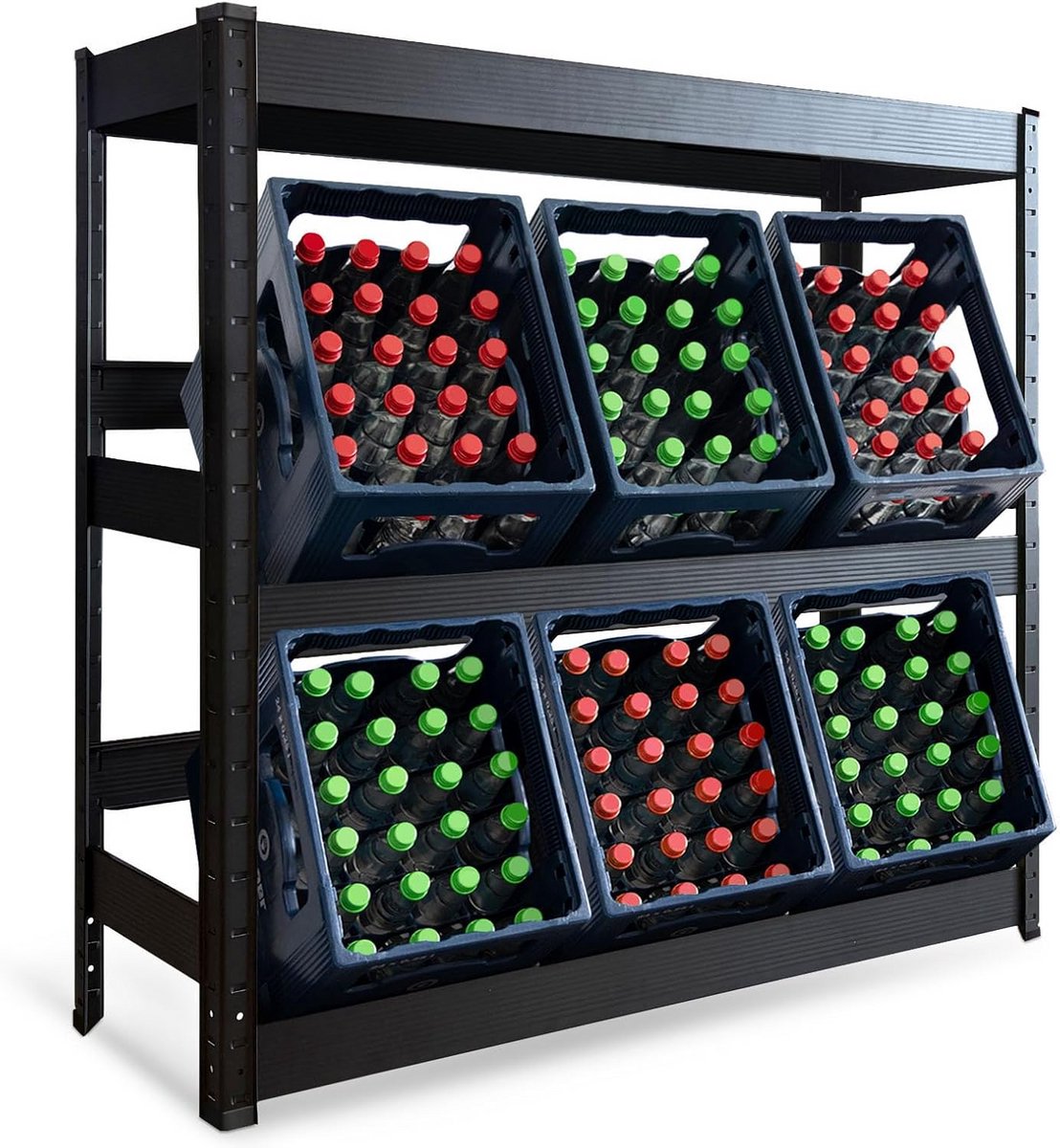 Drankkrattenrek voor 6 Kratten met Plank Multifunctioneel Houten Rek